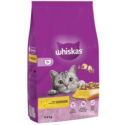 WHISKAS 1+ Chicken Adult Dry Cat Food 3.8kg